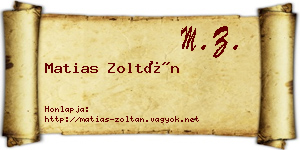 Matias Zoltán névjegykártya